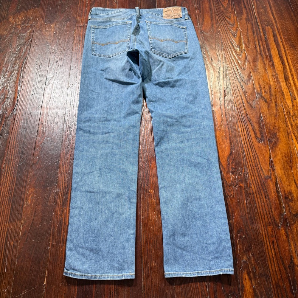American Eagle Jeans Mens 31x32 Blue Slim Straight Stretch Faded Whiskers - Picture 2 of 10